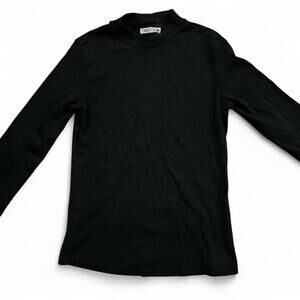 Zara Black long sleeve mock neck slim fit top